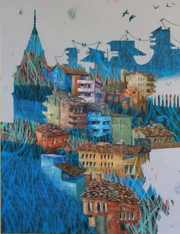"isimsiz" eseri BAKİ BODUR tarafından 2014 yılında 116x89 cm ölçülerinde Tuval üzeri yağlı boya tekniği ile yapılmıştır.