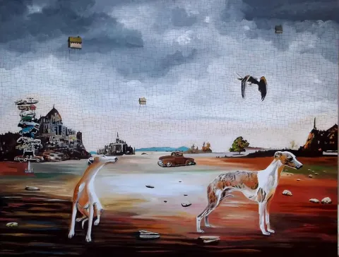 "Düş 4" eseri HAKAN ADA tarafından 2013 yılında 150x190 cm ölçülerinde Tuval üzeri akrilik boya tekniği ile yapılmıştır.