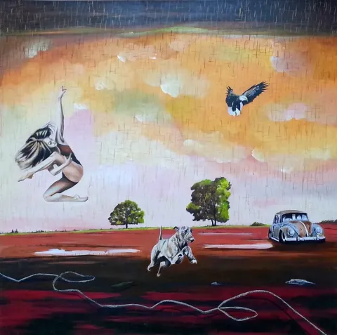 HAKAN ADA — “Düş 6”, 2013 "Düş 6" eseri HAKAN ADA tarafından 2013 yılında 120x120 cm ölçülerinde Tuval üzeri akrilik boya tekniği ile yapılmıştır.