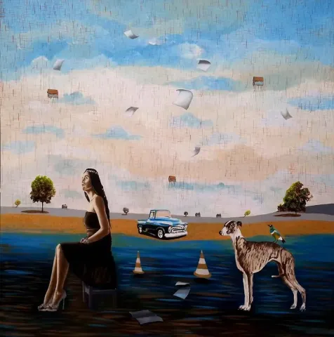 HAKAN ADA — “Düş 7”, 2014 "Düş 7" eseri HAKAN ADA tarafından 2014 yılında 150x150 cm ölçülerinde Tuval üzeri akrilik boya tekniği ile yapılmıştır.