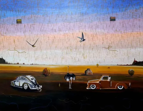 HAKAN ADA — “Düş 9”, 2014 "Düş 9" eseri HAKAN ADA tarafından 2014 yılında 116x144 cm ölçülerinde Tuval üzeri akrilik boya tekniği ile yapılmıştır.