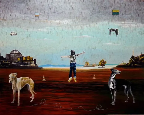 HAKAN ADA — “Düş 13”, 2014 "Düş 13" eseri HAKAN ADA tarafından 2014 yılında 150x190 cm ölçülerinde Tuval üzeri akrilik boya tekniği ile yapılmıştır.