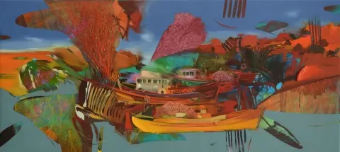 "Heyyamola" eseri HAKAN ESMER tarafından 2013 yılında 50x110 cm ölçülerinde Tuval üzeri yağlı boya tekniği ile yapılmıştır.