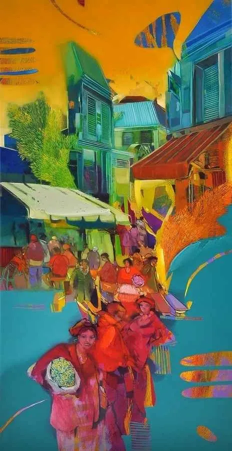 yakınlaştır "Cafeler" eseri HAKAN ESMER tarafından 2013 yılında 80x40 cm ölçülerinde Tuval üzeri yağlı boya tekniği ile yapılmıştır.