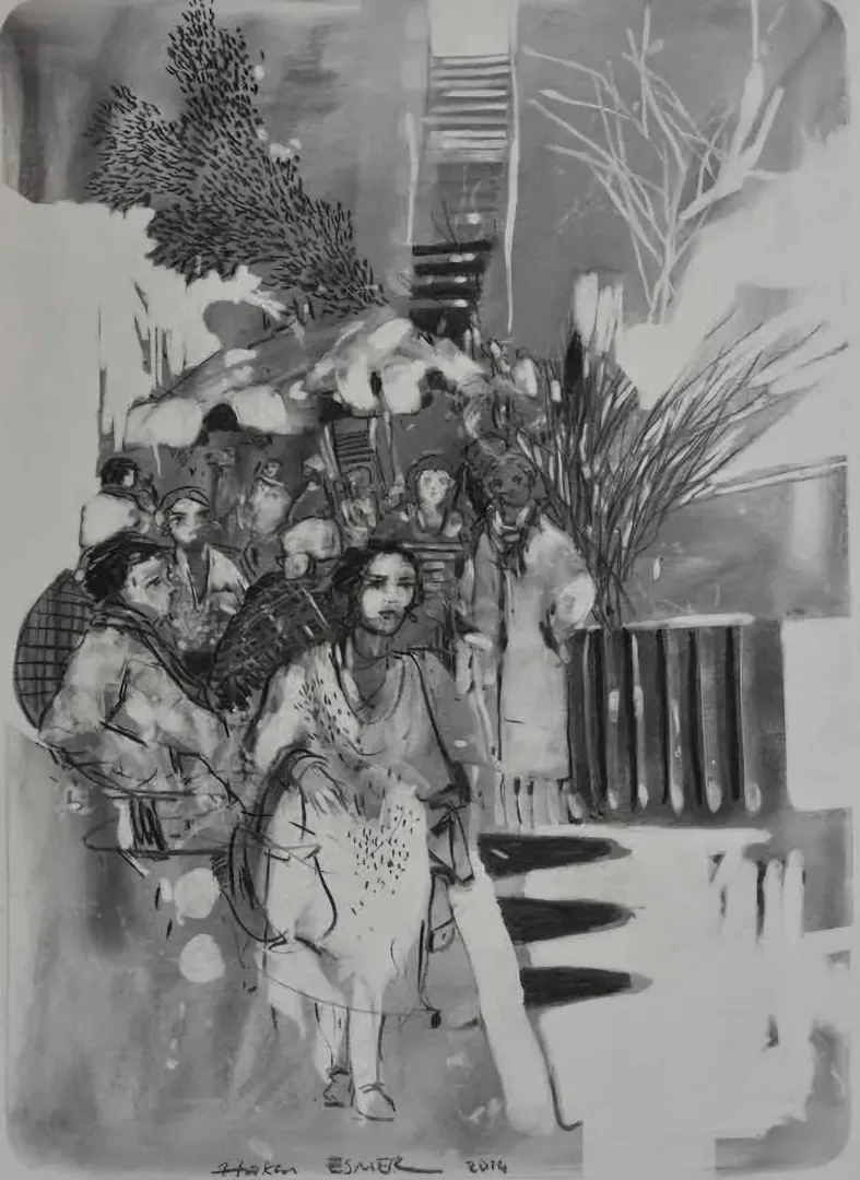 yakınlaştır "Cafe" eseri HAKAN ESMER tarafından 2014 yılında 40x32 cm ölçülerinde Kağıt üzeri desen tekniği ile yapılmıştır.
