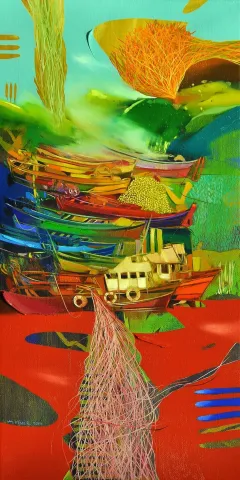 "Heyyamola" eseri HAKAN ESMER tarafından 2014 yılında 80x40 cm ölçülerinde Tuval üzeri yağlı boya tekniği ile yapılmıştır.
