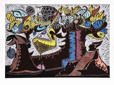 "Arayış , Kitamachi-" eseri HASAN KIRAN tarafından 2012 yılında 60x84 cm ölçülerinde Ağaç Baskı tekniği ile yapılmıştır.