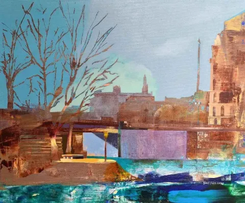 "isimsiz" eseri ÜMİT TÜRK tarafından 2014 yılında 38x46 cm ölçülerinde Tuval üzeri akrilik boya tekniği ile yapılmıştır.