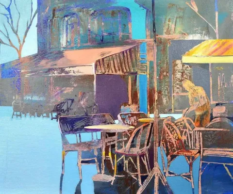 "isimsiz" eseri ÜMİT TÜRK tarafından 2014 yılında 38x46 cm ölçülerinde Tuval üzeri akrilik boya tekniği ile yapılmıştır.