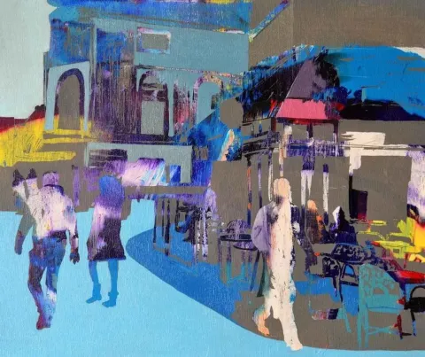 "isimsiz" eseri ÜMİT TÜRK tarafından 2014 yılında 38x46 cm ölçülerinde Tuval üzeri akrilik boya tekniği ile yapılmıştır.