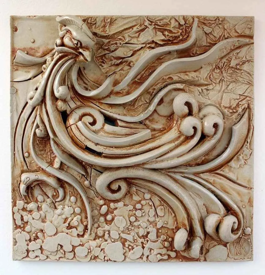 yakınlaştır "Simurg,4-" eseri KAMURAN AK tarafından 2014 yılında 21x21x5 cm ölçülerinde Stoneware, Döküm el ile şekillendirme, 1200 C tekniği ile yapılmıştır.