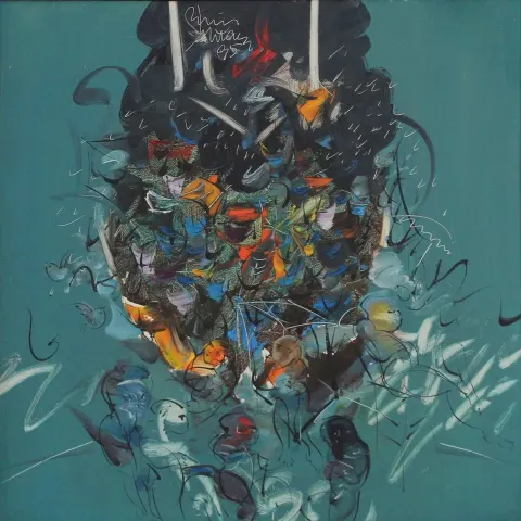 "İsimsiz" eseri ENİS AKTAŞ tarafından 1993 yılında 50x50 cm ölçülerinde Tuval üzeri yağlı boya tekniği ile yapılmıştır.
