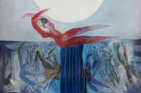 "İsimsiz" eseri HAYATİ MİSMAN tarafından 1999 yılında 49x74 cm ölçülerinde Tuval üzeri karışık teknik tekniği ile yapılmıştır.