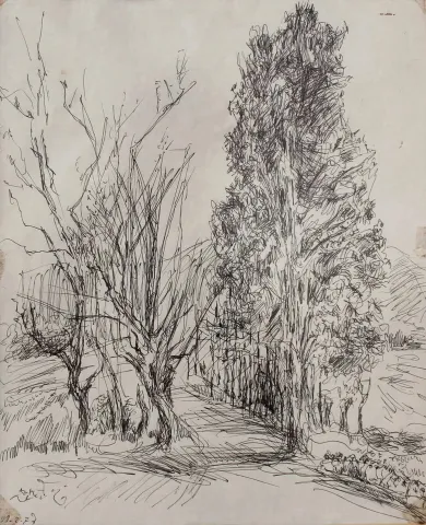 "İsimsiz" eseri ZEKİ FAİK İZER tarafından 39x32 cm ölçülerinde Desen tekniği ile yapılmıştır.