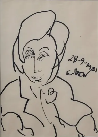 EŞREF ÜREN — “Untitled”, 1981 "İsimsiz" eseri EŞREF ÜREN tarafından 1981 yılında 28x20 cm ölçülerinde Desen tekniği ile yapılmıştır.