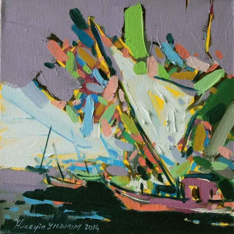 Bu eser HÜSEYİN YILDIRIM tarafından 2014 yılında 20x20 cm ölçülerinde Tuval üzeri yağlı boya tekniği ile yapılmıştır.