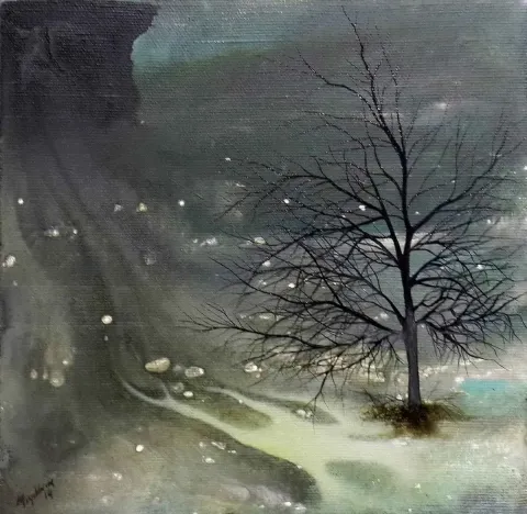 Bu eser MEHMET YILDIRIM tarafından 2014 yılında 20x20 cm ölçülerinde Tuval üzeri yağlı boya tekniği ile yapılmıştır.