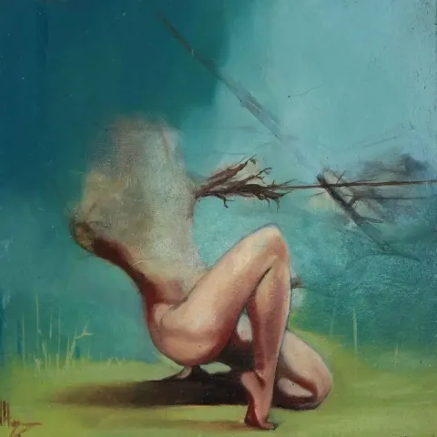 AĞIT UĞUR ULUDAĞ — 2014 Bu eser AĞIT UĞUR ULUDAĞ tarafından 2014 yılında 20x20 cm ölçülerinde Tuval üzeri yağlı boya tekniği ile yapılmıştır.