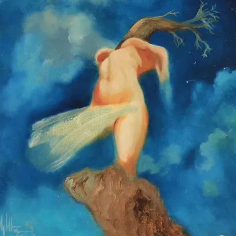 AĞIT UĞUR ULUDAĞ — 2014 Bu eser AĞIT UĞUR ULUDAĞ tarafından 2014 yılında 20x20 cm ölçülerinde Tuval üzeri yağlı boya tekniği ile yapılmıştır.