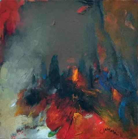 Bu eser SERDAR LEBLEBİCİ tarafından 2014 yılında 20x20 cm ölçülerinde Tuval üzeri yağlı boya tekniği ile yapılmıştır.