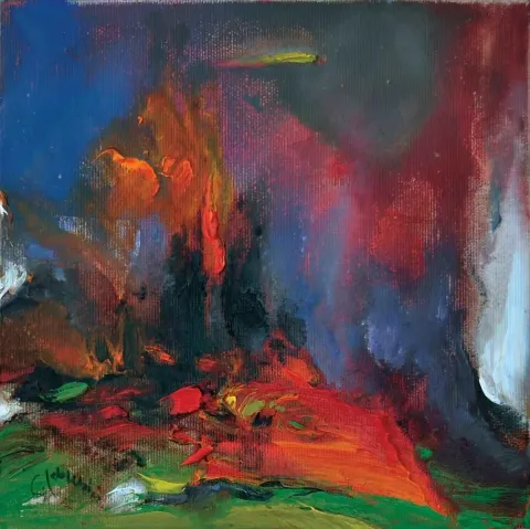 Bu eser SERDAR LEBLEBİCİ tarafından 2014 yılında 20x20 cm ölçülerinde Tuval üzeri yağlı boya tekniği ile yapılmıştır.