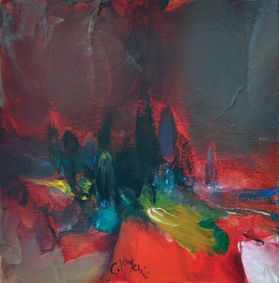 Bu eser SERDAR LEBLEBİCİ tarafından 2014 yılında 20x20 cm ölçülerinde Tuval üzeri yağlı boya tekniği ile yapılmıştır.