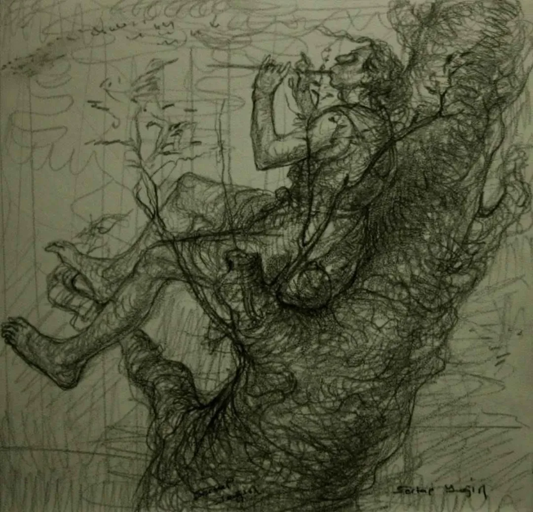 Bu eser SERTAP YEĞİN tarafından 2014 yılında 20x20 cm ölçülerinde Kağıt üzeri desen tekniği ile yapılmıştır.