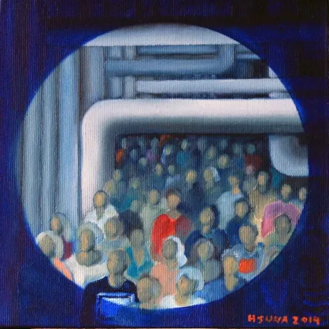 SUNA SÖNMEZALP — 2014 Bu eser SUNA SÖNMEZALP tarafından 2014 yılında 20x20 cm ölçülerinde Tuval üzeri yağlı boya tekniği ile yapılmıştır.