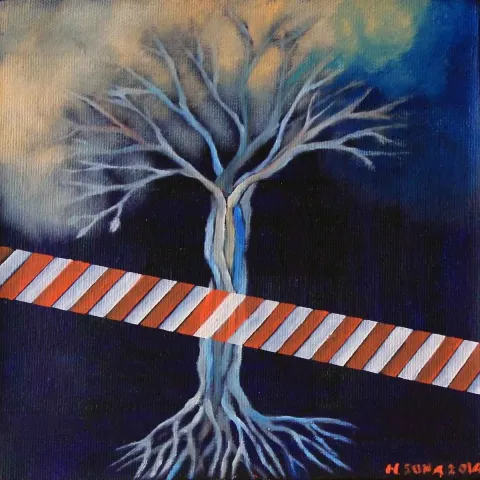 SUNA SÖNMEZALP — 2014 Bu eser SUNA SÖNMEZALP tarafından 2014 yılında 20x20 cm ölçülerinde Tuval üzeri yağlı boya tekniği ile yapılmıştır.