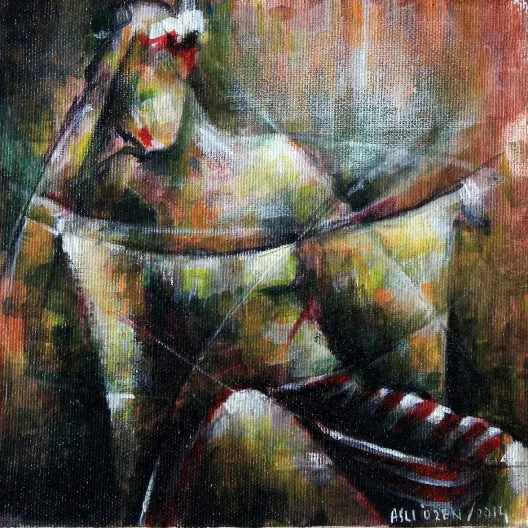 Bu eser ASLI ÖZEN tarafından 2014 yılında 20x20 cm ölçülerinde Tuval üzeri yağlı boya tekniği ile yapılmıştır.