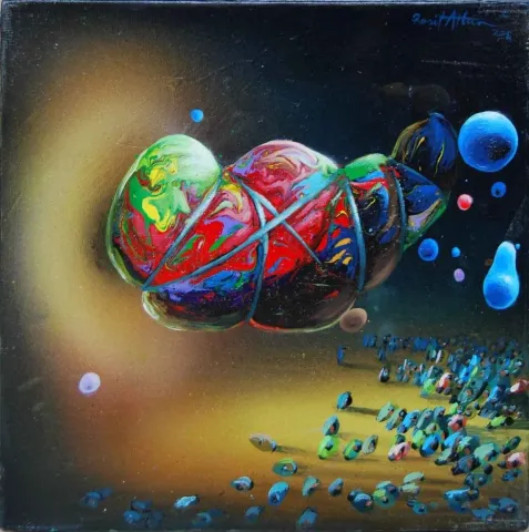 RAŞİT ALTUN — 2014 Bu eser RAŞİT ALTUN tarafından 2014 yılında 20x20 cm ölçülerinde Tuval üzeri yağlı boya tekniği ile yapılmıştır.