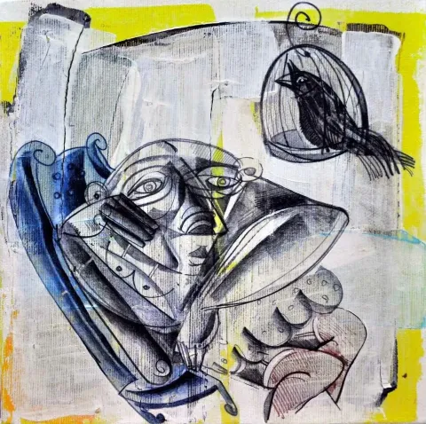 ERHAN LANPİR — “Mavi Koltuk”, 2014 "Mavi Koltuk" eseri ERHAN LANPİR tarafından 2014 yılında 20x20 cm ölçülerinde Tuval üzeri yağlı boya tekniği ile yapılmıştır.