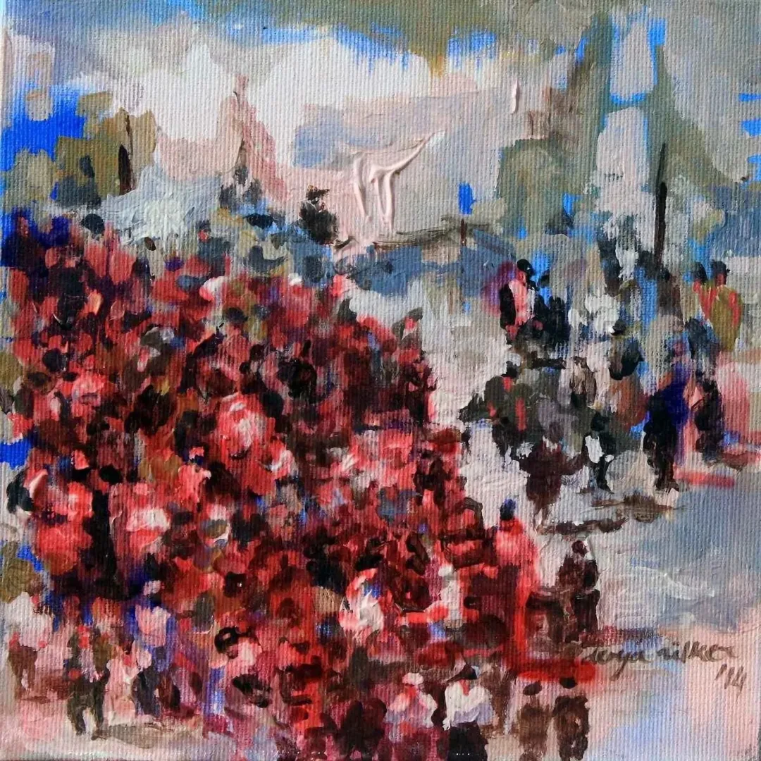 yakınlaştır "İsimsiz" eseri DERYA ÜLKER tarafından 2014 yılında 20x20 cm ölçülerinde Tuval üzeri yağlı boya tekniği ile yapılmıştır.