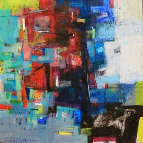 Bu eser DUYGU AYDOĞAN tarafından 2014 yılında 20x20 cm ölçülerinde Tuval üzeri yağlı boya tekniği ile yapılmıştır.