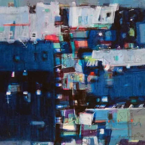 Bu eser DUYGU AYDOĞAN tarafından 2014 yılında 20x20 cm ölçülerinde Tuval üzeri yağlı boya tekniği ile yapılmıştır.