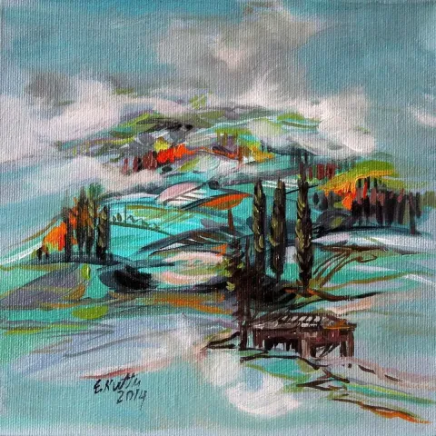 Bu eser EKREM KUTLU tarafından 2014 yılında 20x20 cm ölçülerinde Tuval üzeri yağlı boya tekniği ile yapılmıştır.