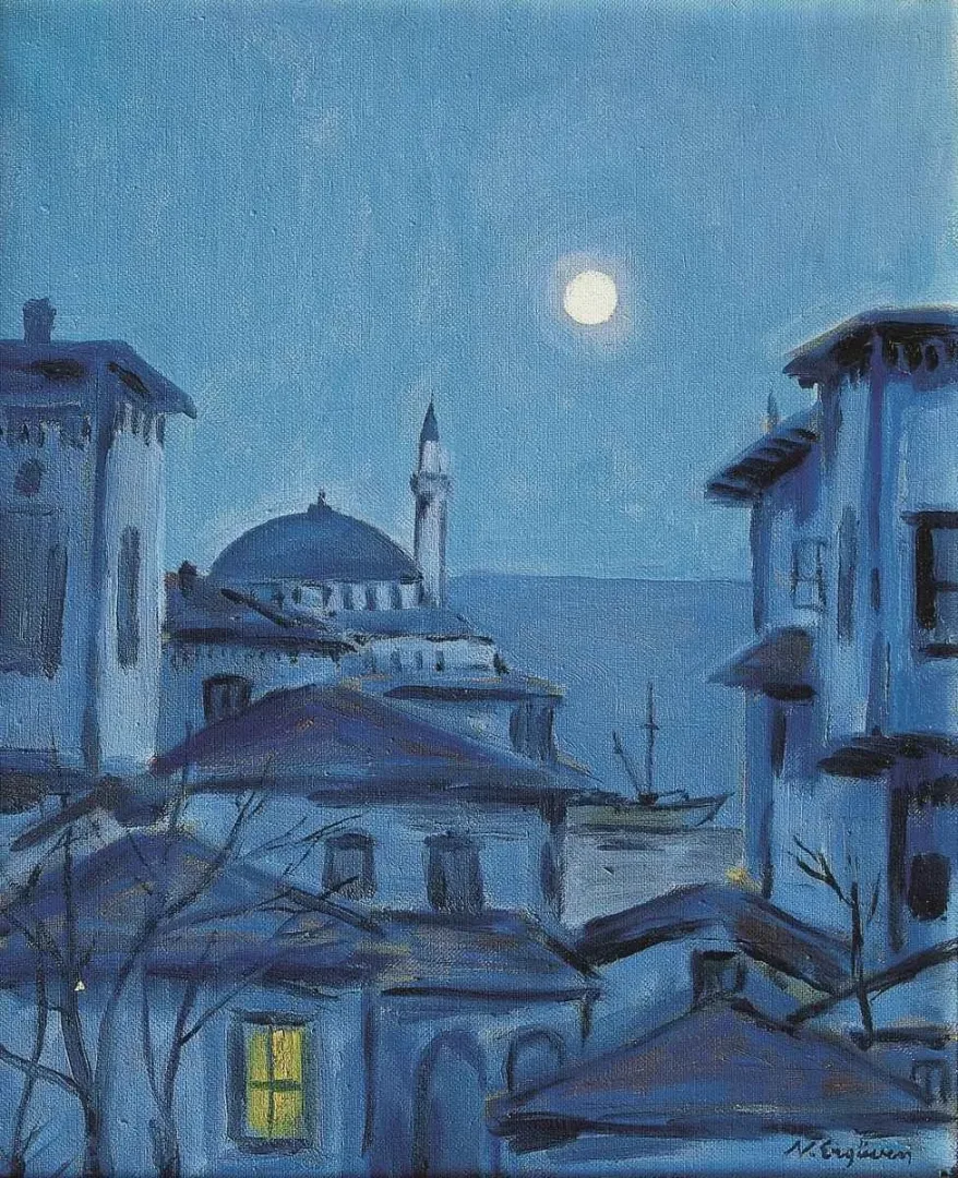 NURETTİN ERGÜVEN — “Ay Işığı” "Ay Işığı" eseri NURETTİN ERGÜVEN tarafından 41x34 cm ölçülerinde yapılmıştır.