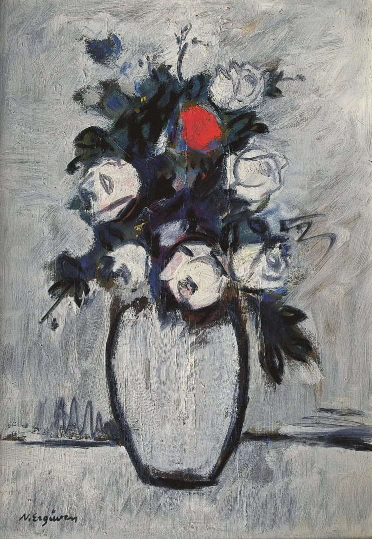yakınlaştır "Güller" eseri NURETTİN ERGÜVEN tarafından 55x39 cm ölçülerinde Duralit üzeri yağlı boya tekniği ile yapılmıştır.