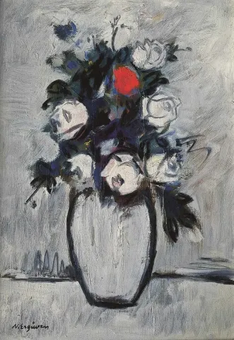 "Güller" eseri NURETTİN ERGÜVEN tarafından 55x39 cm ölçülerinde Duralit üzeri yağlı boya tekniği ile yapılmıştır.