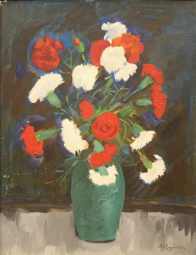 NURETTİN ERGÜVEN — “isimsiz” "isimsiz" eseri NURETTİN ERGÜVEN tarafından 50x40 cm ölçülerinde Tuval üzeri yağlı boya tekniği ile yapılmıştır.