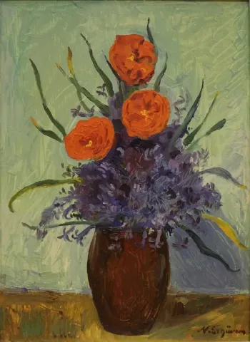 NURETTİN ERGÜVEN — “isimsiz” "isimsiz" eseri NURETTİN ERGÜVEN tarafından 46x34 cm ölçülerinde Duralit üzeri yağlı boya tekniği ile yapılmıştır.