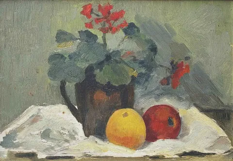 NURETTİN ERGÜVEN — “isimsiz” "isimsiz" eseri NURETTİN ERGÜVEN tarafından 20x28 cm ölçülerinde Duralit üzeri yağlı boya tekniği ile yapılmıştır.