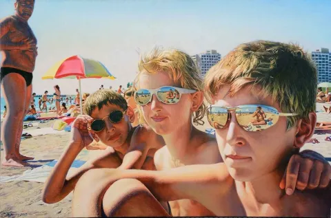 OLEG TURCHIN — “Plaj”, 2009 "Plaj" eseri OLEG TURCHIN tarafından 2009 yılında 140x100 cm ölçülerinde Tuval üzeri yağlı boya tekniği ile yapılmıştır.