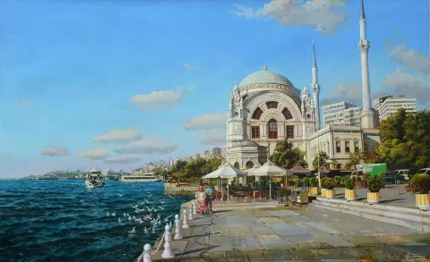 OLEG TURCHIN — “Dolmabahçe”, 2013 "Dolmabahçe" eseri OLEG TURCHIN tarafından 2013 yılında 149x250 cm ölçülerinde Tuval üzeri yağlı boya tekniği ile yapılmıştır.
