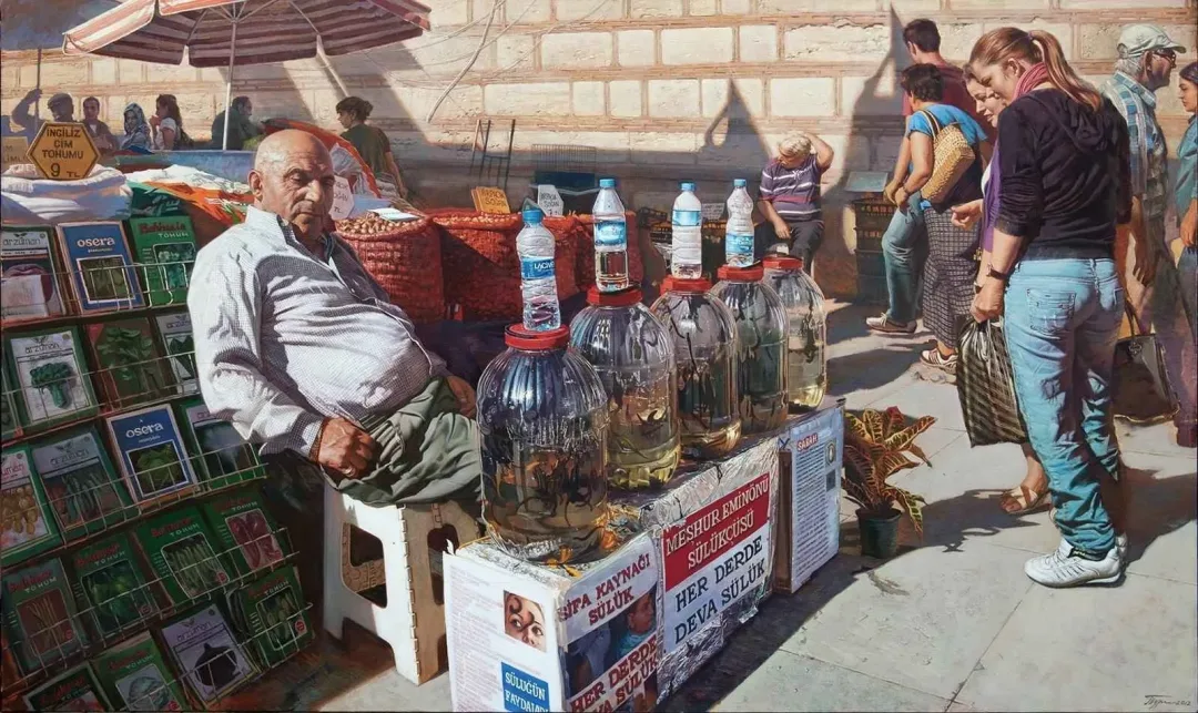 yakınlaştır "Sülükçü" eseri OLEG TURCHIN tarafından 2013 yılında 89x116 cm ölçülerinde Tuval üzeri yağlı boya tekniği ile yapılmıştır.