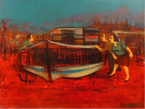 ORHAN UMUT — “isimsiz”, 2013 "isimsiz" eseri ORHAN UMUT tarafından 2013 yılında 70x100 cm ölçülerinde Tuval üzeri akrilik boya tekniği ile yapılmıştır.