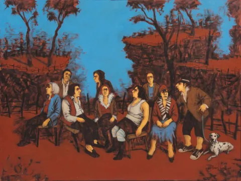 "isimsiz" eseri ORHAN UMUT tarafından 2010 yılında 90x120 cm ölçülerinde Tuval üzeri akrilik boya tekniği ile yapılmıştır.