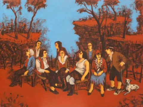 "isimsiz" eseri ORHAN UMUT tarafından 2010 yılında 90x120 cm ölçülerinde Tuval üzeri akrilik boya tekniği ile yapılmıştır.