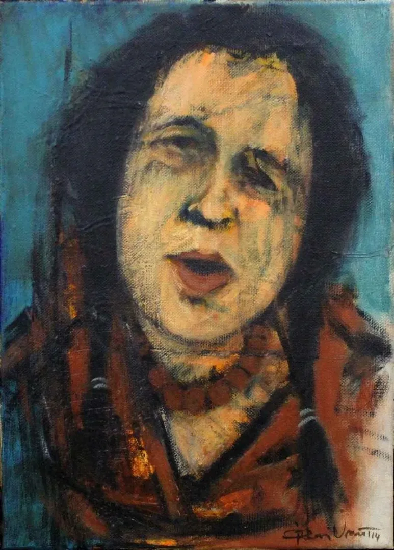 ORHAN UMUT — “isimsiz”, 2014 "isimsiz" eseri ORHAN UMUT tarafından 2014 yılında 35x25 cm ölçülerinde Tuval üzeri akrilik boya tekniği ile yapılmıştır.