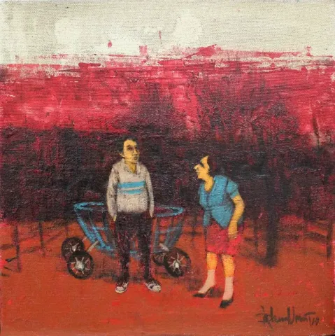 ORHAN UMUT — “isimsiz”, 2014 "isimsiz" eseri ORHAN UMUT tarafından 2014 yılında 30x30 cm ölçülerinde Tuval üzeri akrilik boya tekniği ile yapılmıştır.